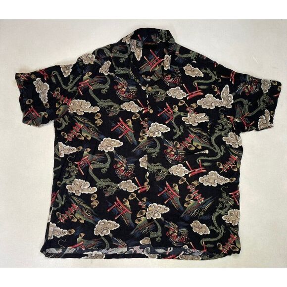 VINTAGE Red Dragon By Kennington Hawaiian Shirt Men XL  All Over Dragon Print - Picture 3 of 6